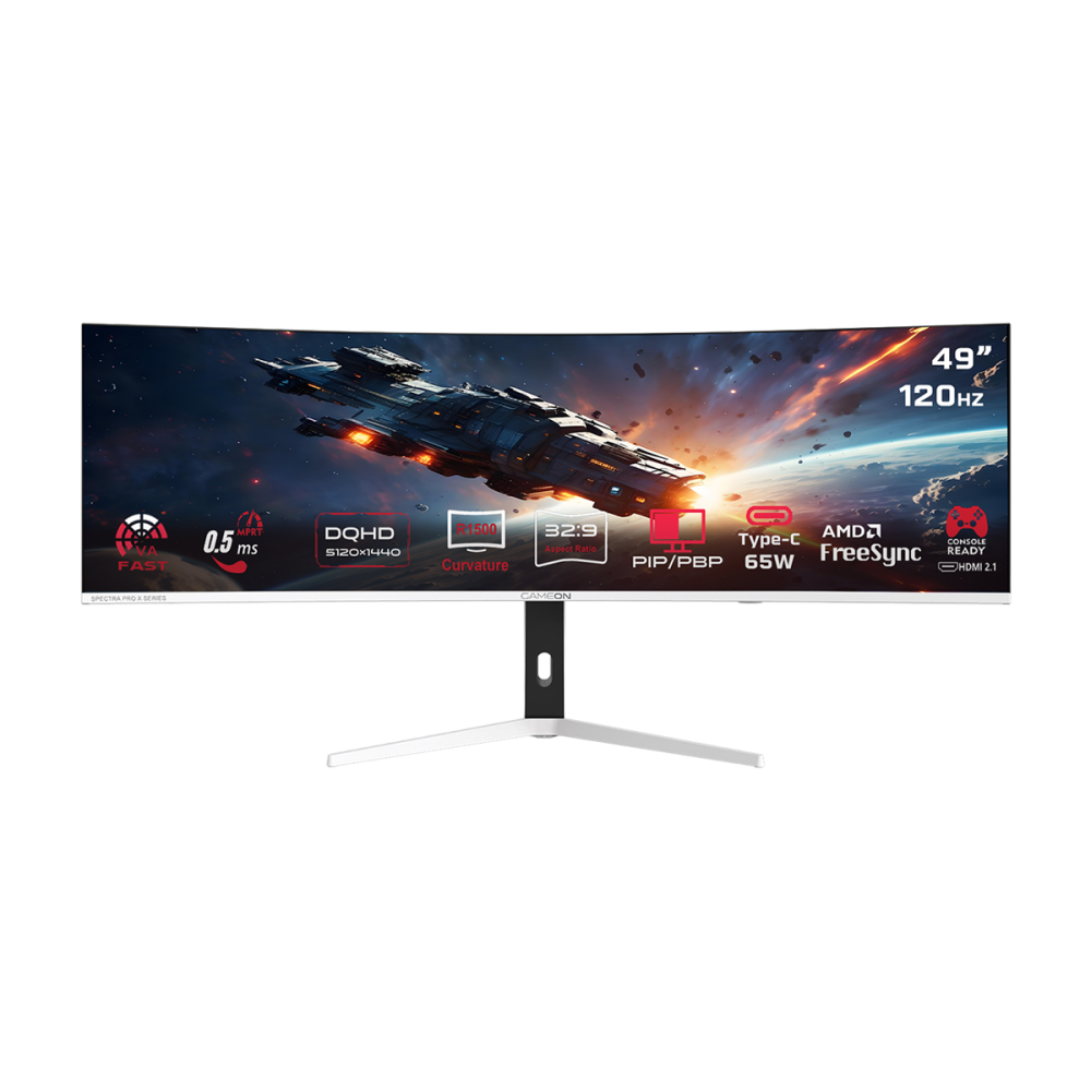 [GOAC49DQHD120] GOAC49DQHD120 GOAC49DQHD120 Spectra Pro X Series 49" DQHD, 120Hz, MPRT 0.5ms, HDMI 2.1, Fast VA Panel Curved Gaming Monitor 1500R 32:9 (Supports PS5) - White