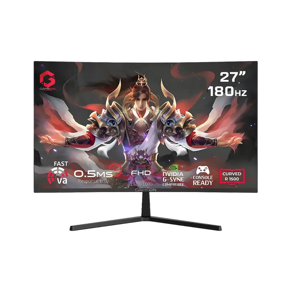 GAMEON GC27F180VA Pro Series 27" FHD, 180Hz, MPRT 0.5ms, HDMI 2.1, Fast VA Panel Curved Gaming Monitor 1500R 16:9 (Supports PS5) - Black