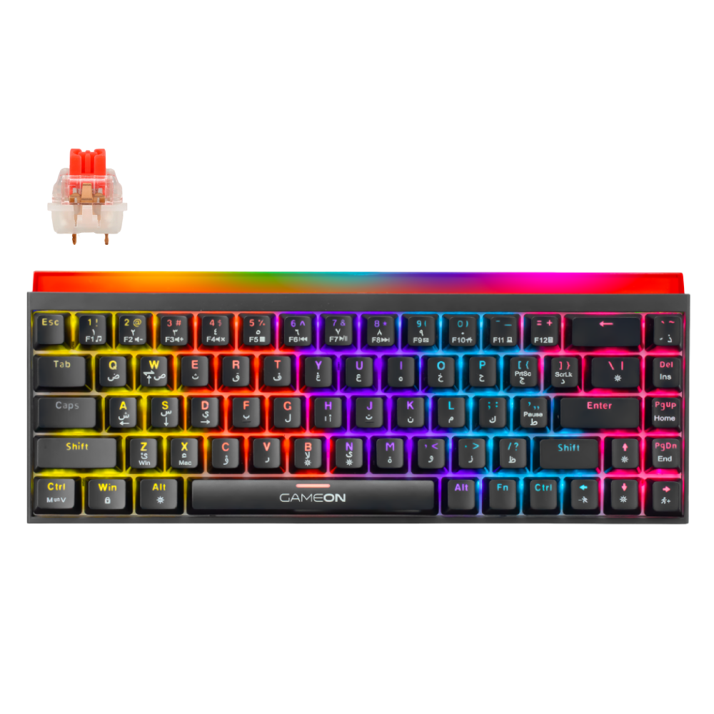 [GO-MK260-RS] GAMEON GO-MK260-RS كيبورد ميكانيكي 60% RGB سويتش أحمر