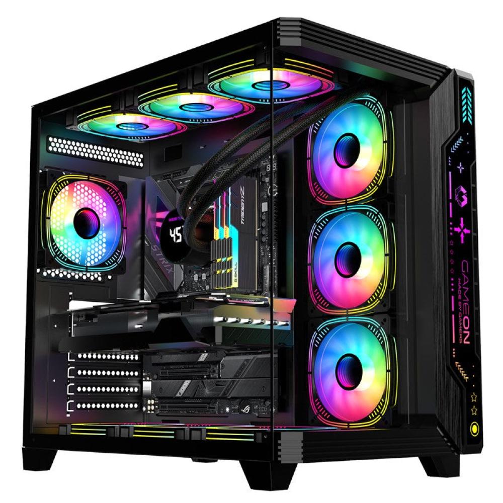 [GO-PULSE-M] GAMEON PULSE كيس ألعاب ATX ميد تاور أسود مع 7  مراوح ARGB