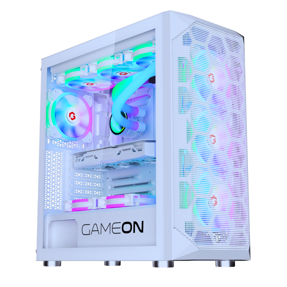 [GO-EMPERORI-A] GAMEON Emperor Arctic I كيس ألعاب ميد تاور أبيض مع 7  مراوح