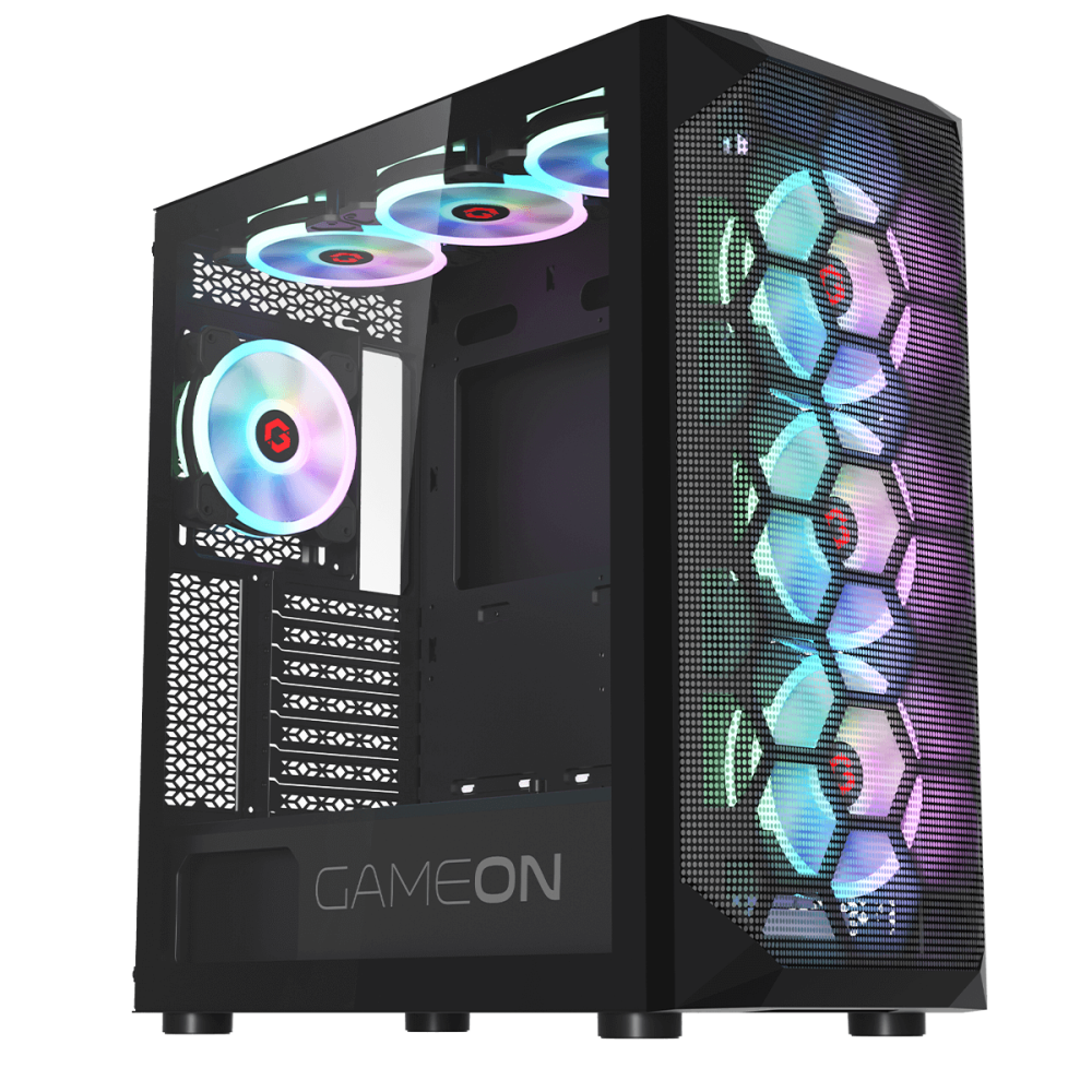 [GO-EMPERORI-M] GAMEON Emperor Midnight I كيس ألعاب ميد تاور أسود مع 7  مراوح