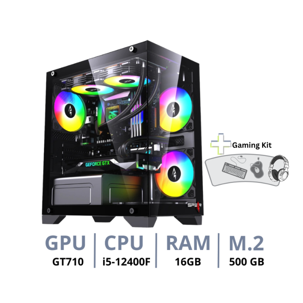 كمبيوتر مكتبي (PC) للألعاب - معالج i5 - رام 16GB - سعة 1TB SSD - كرت شاشة GT 710 (شامل مجموعة الألعاب)
