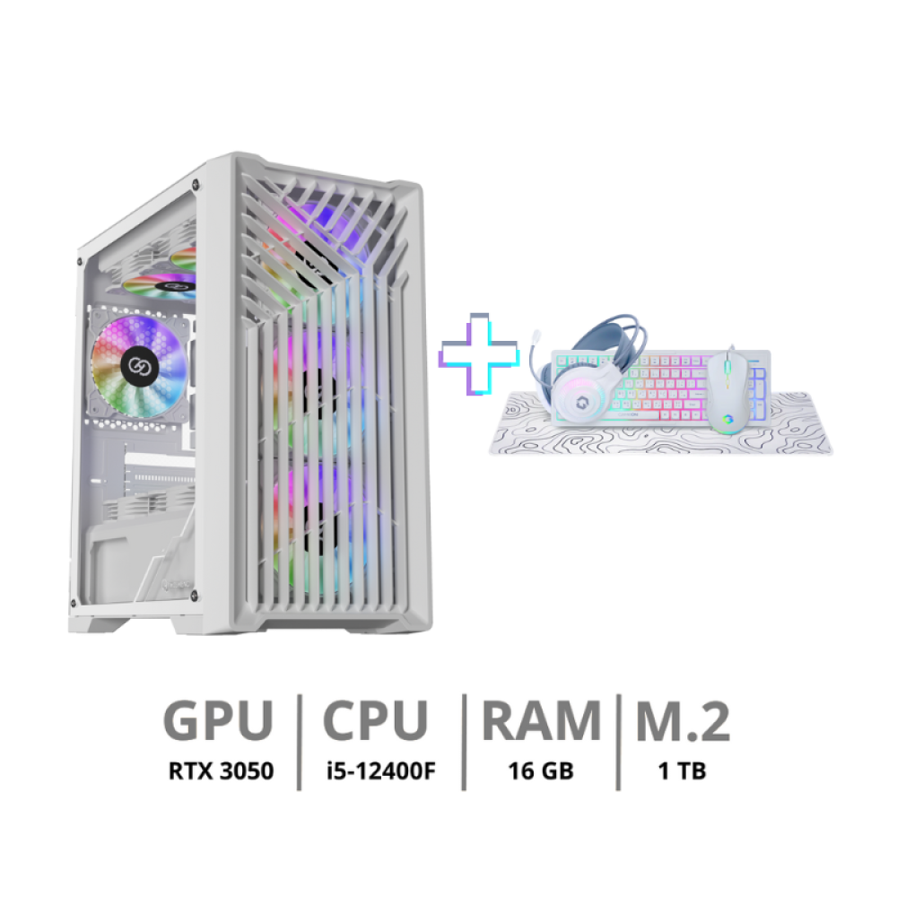 RTX 3050 Gaming PC Bundle – Intel Core i5, 16GB RAM, 1TB SSD, RGB Accessories