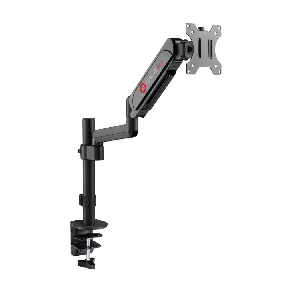 GAMEON GO-3363 Pole-Mounted Spring-Assisted Single Monitor Arm For Gaming And Office Use, 17" - 32", Arm Up To 9 KG - Black