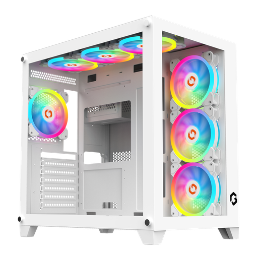 GAMEON Emperor Arctic White Mid-Tower Gaming Case – 7 Fans