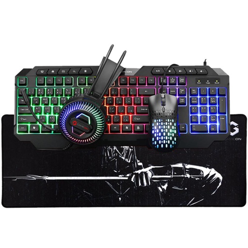 GAMEON CYPHERW XL All-In-One Gaming Bundle (Keyboard, Headset, Mouse & Mousepad) - Black