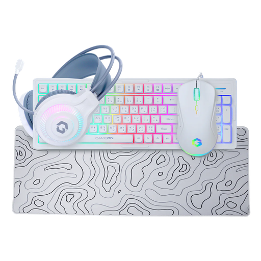 GAMEON GO-CYPHERW-XL-W All-In-One Gaming Bundle (Keyboard, Headset, Mouse & Mousepad) - White
