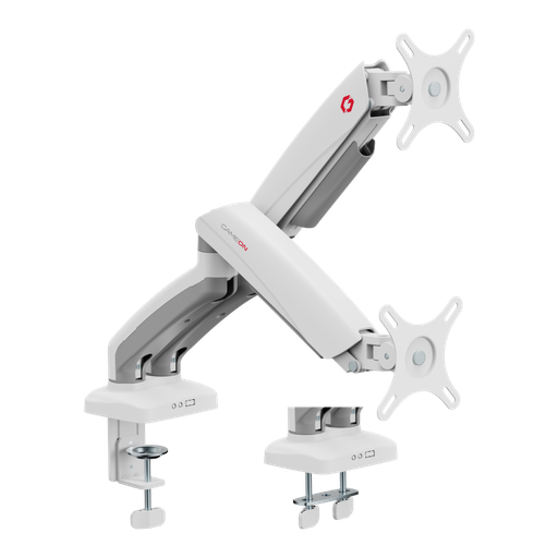 GAMEON GO-5450 Mechanical Spring Dual Monitor Arm For Gaming And Office Use, 17" - 32", Flat Monitor & Curved Monitor Each Arm Up To 9 KG - White